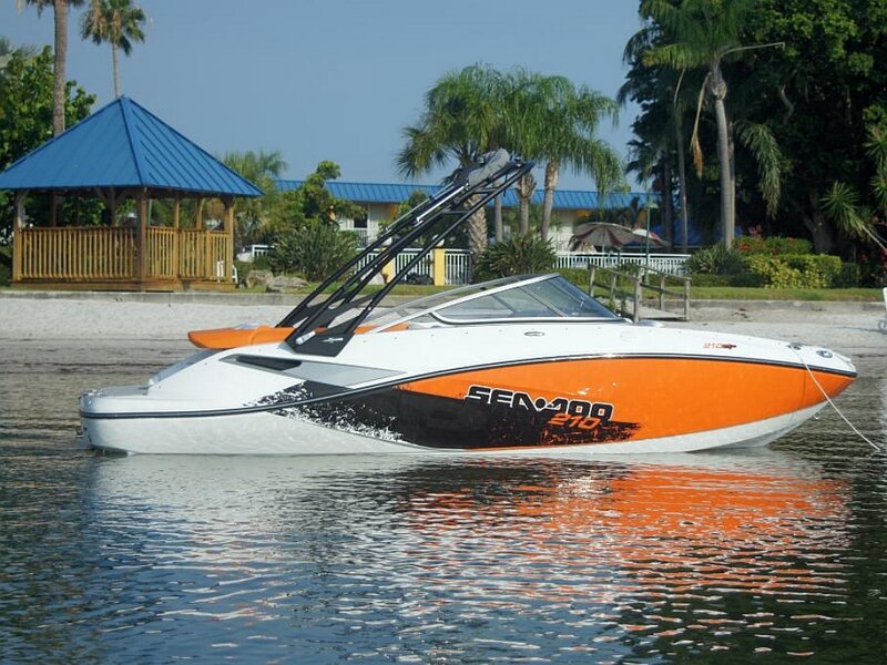 Orange and White Speedboat