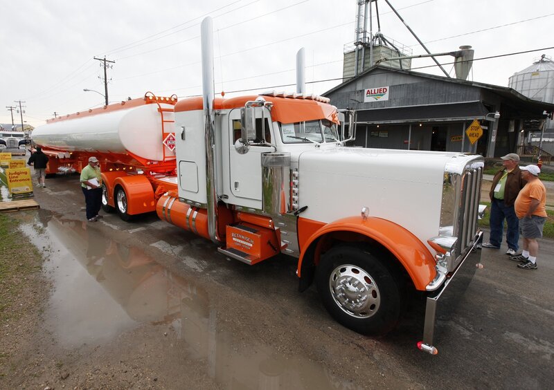 Orange and White Tanker Truck