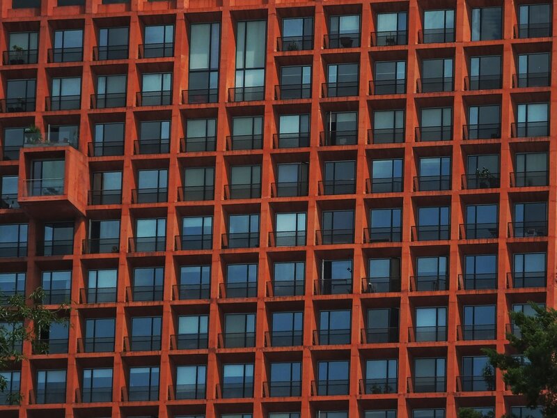 orange apartment building facade