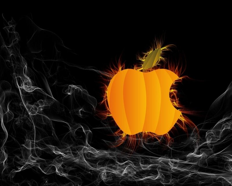 Orange Apple Logo — Black, Dramatic