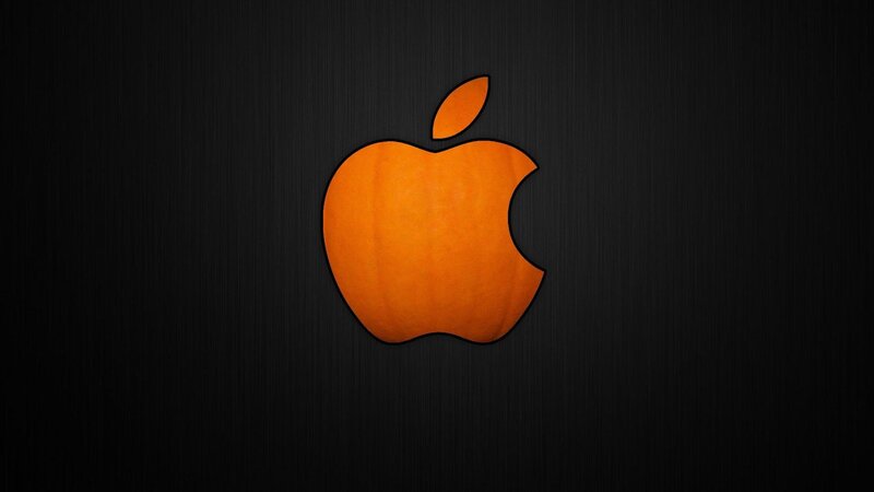 Orange Apple Logo — Black, Minimalist