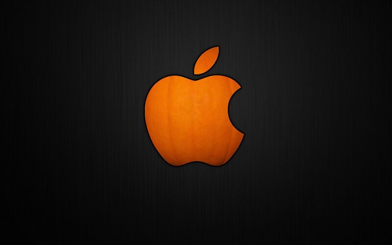 orange apple logo on black