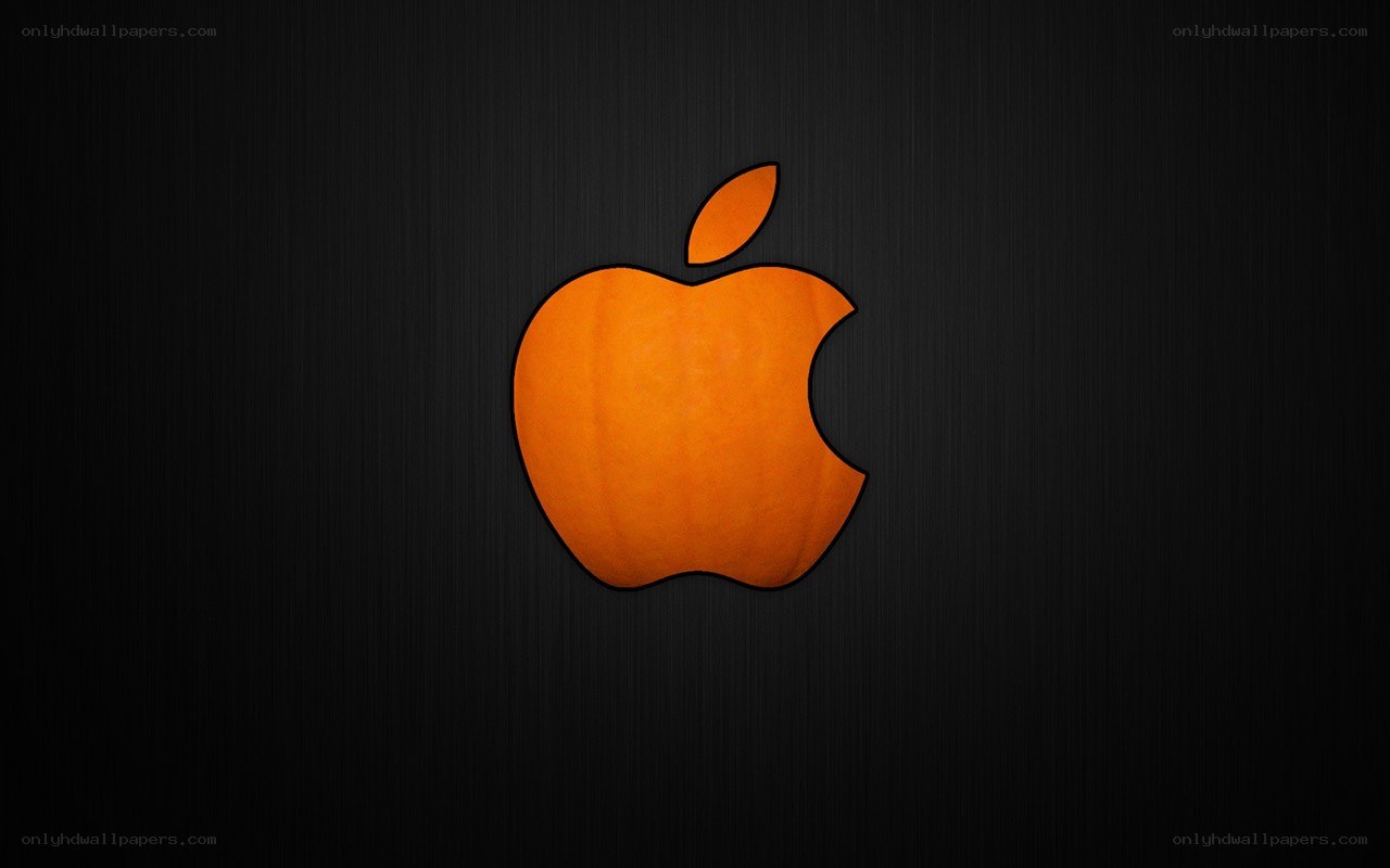 orange apple logo on black