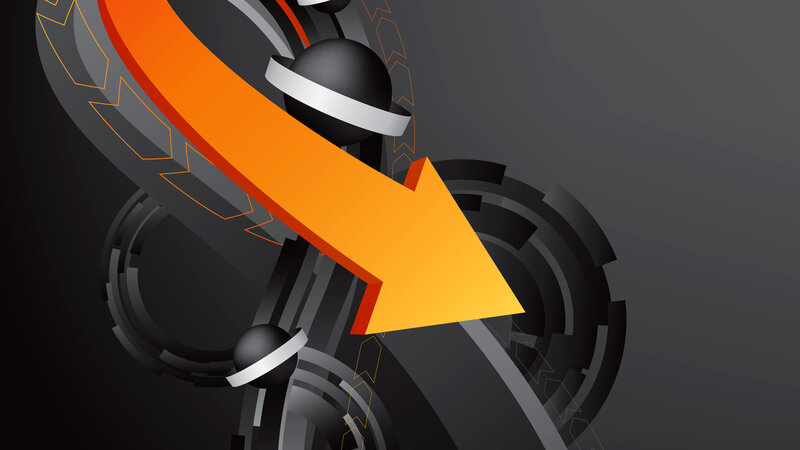 Orange Arrow on Mechanical Background — Black
