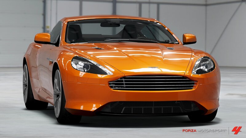 orange aston martin sports car