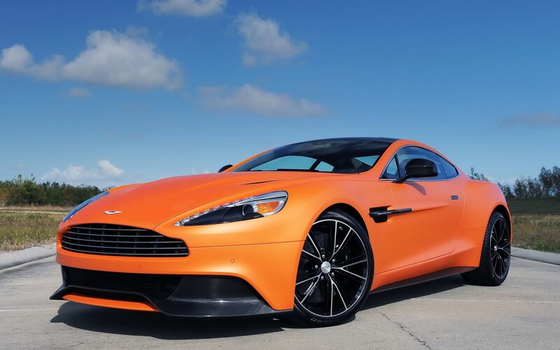 Orange Aston Martin sports car