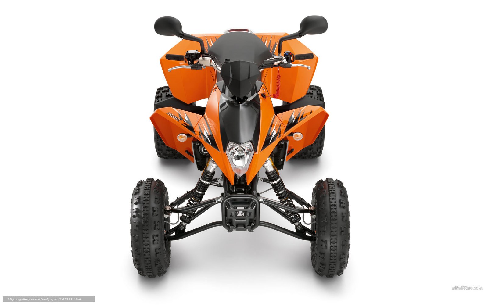 Orange ATV from front view