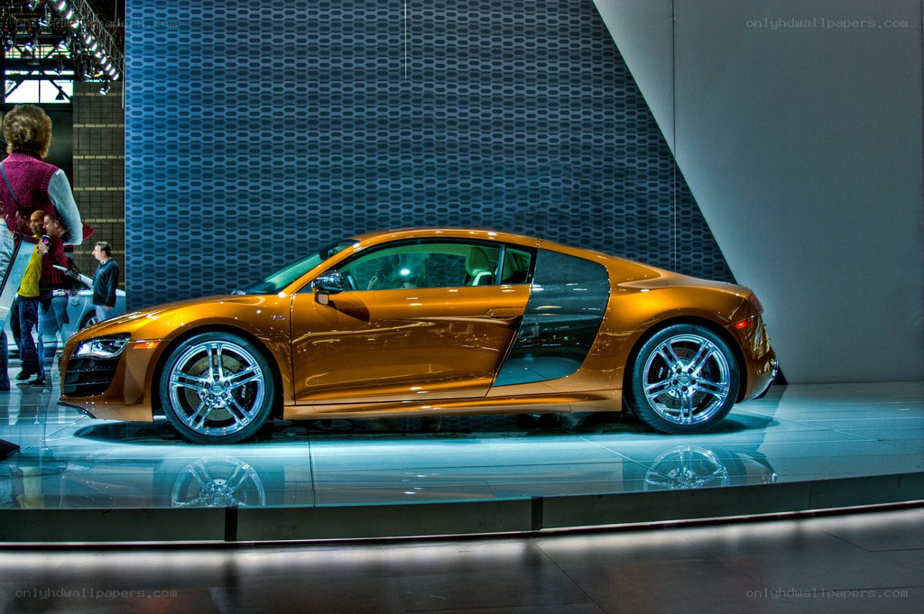 Orange Audi R8 on display