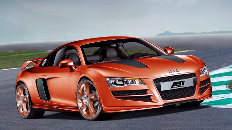 Orange Audi R8 on racetrack