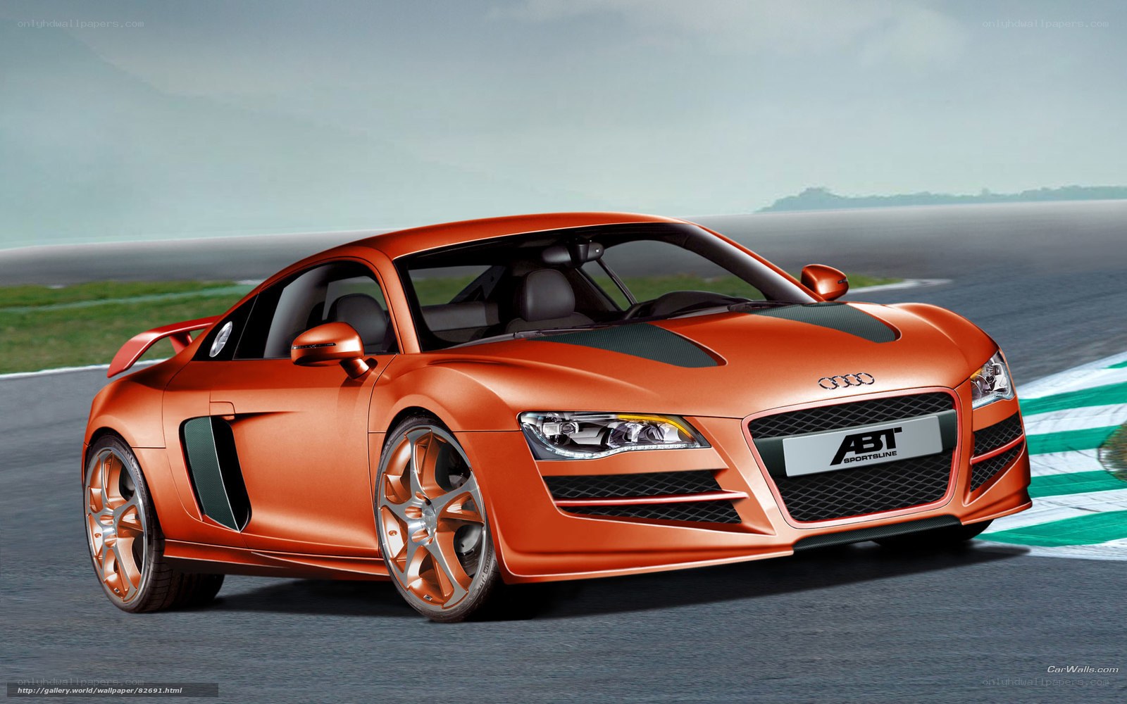 Orange Audi R8 on racetrack