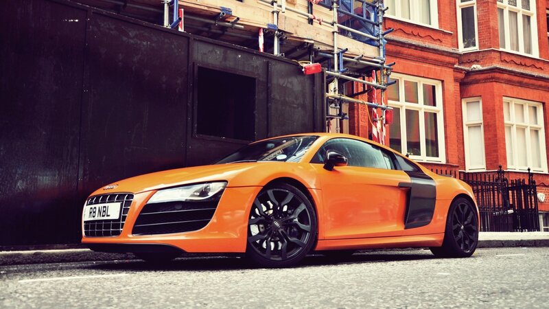 orange Audi R8 sports car