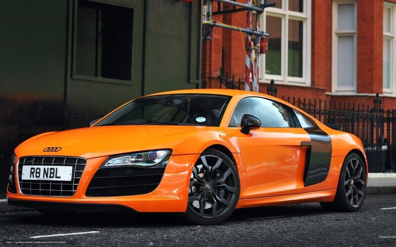 Orange Audi R8 Sports Car — Dramatic