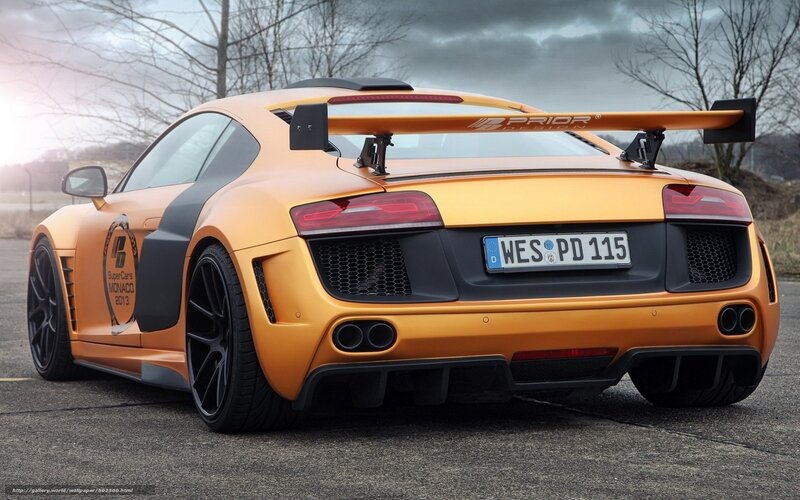 Orange Audi R8 with rear wing