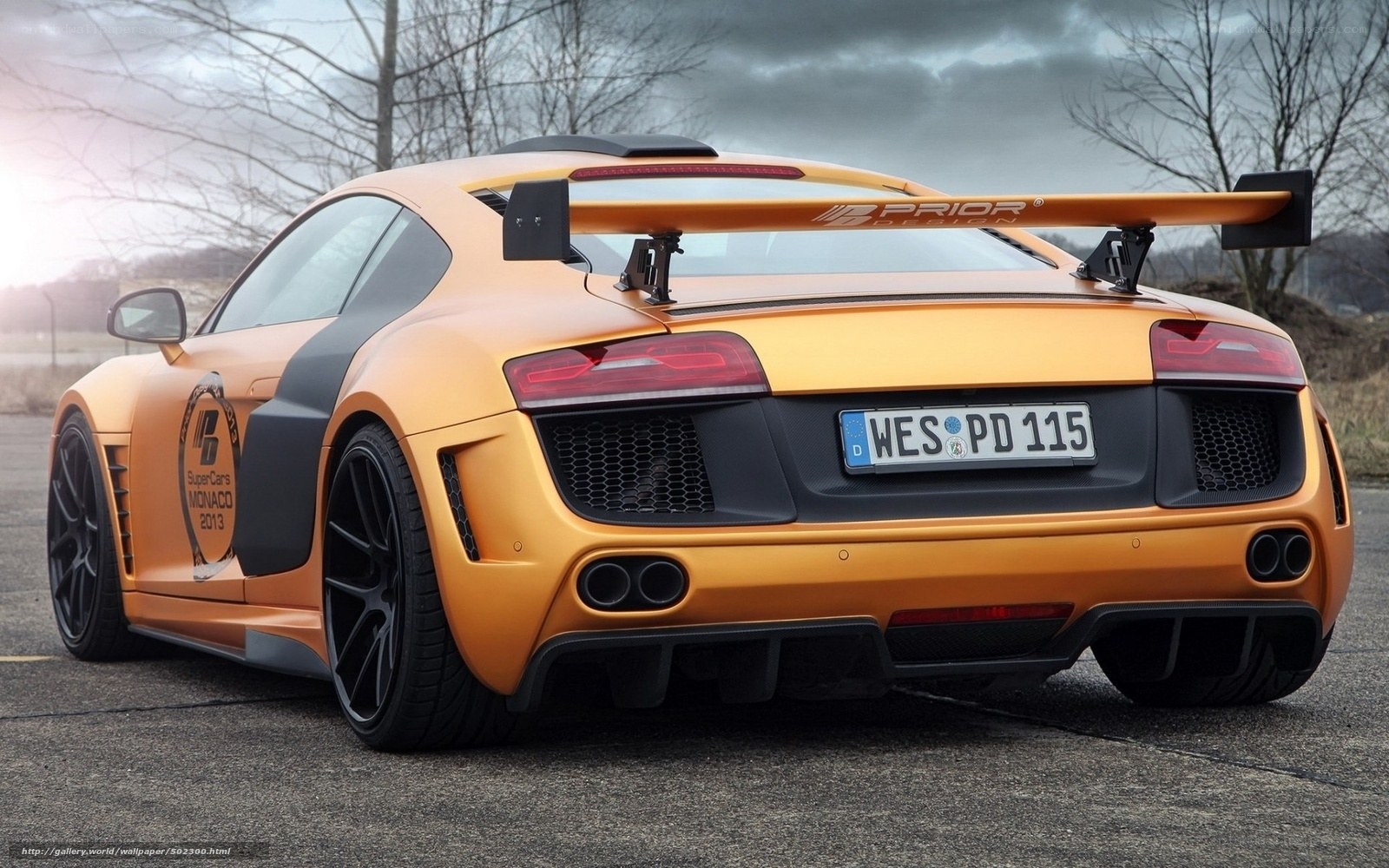 Orange Audi R8 with rear wing