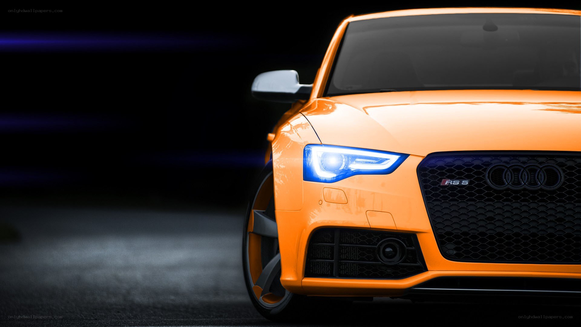 orange audi rs5 front view