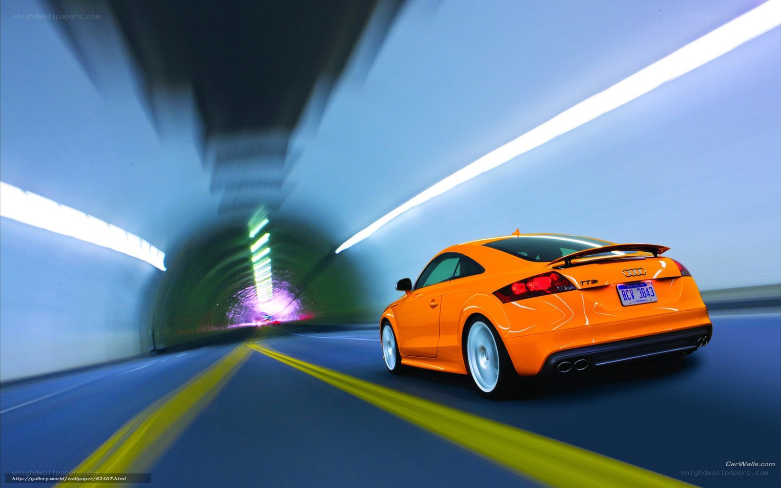 Orange Audi TT in tunnel