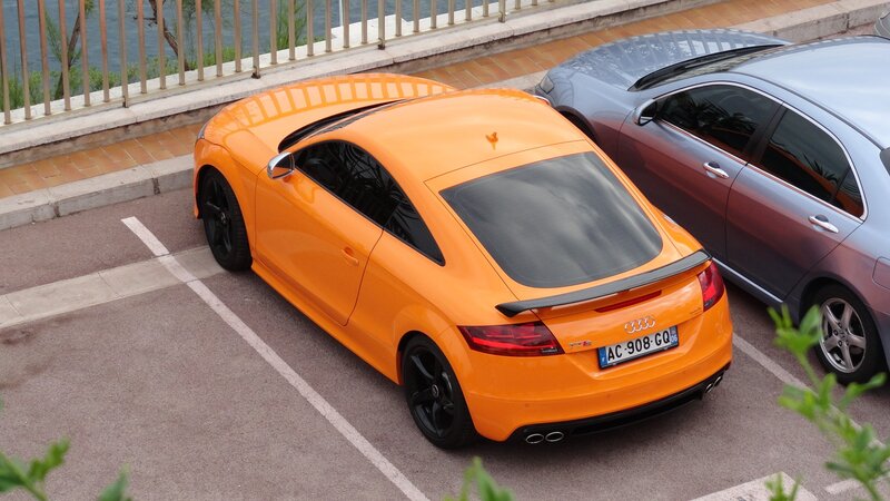 Orange Audi TT parked