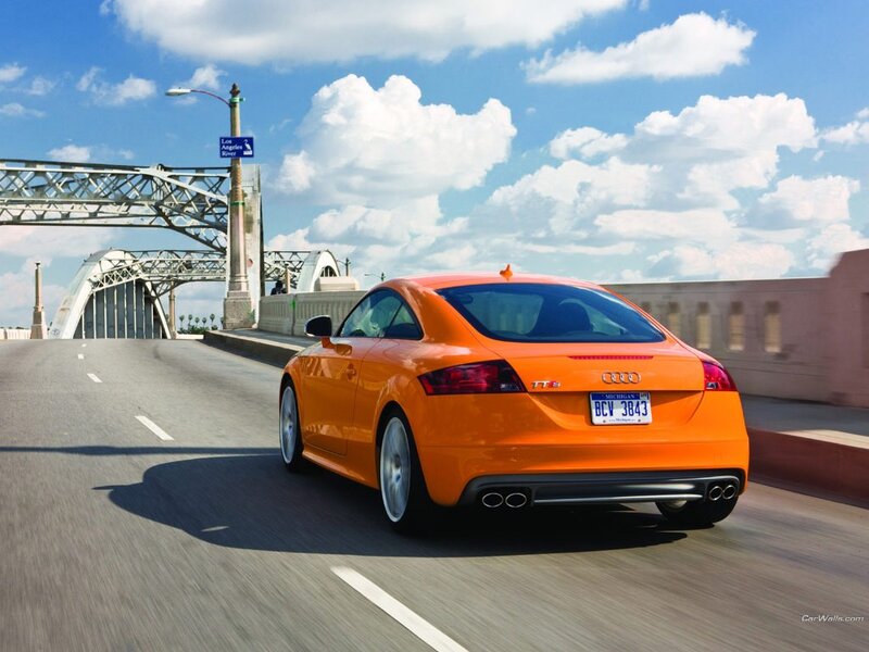 Orange Audi TT S on a bridge