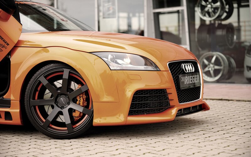 Orange Audi TT with Rieger modifications