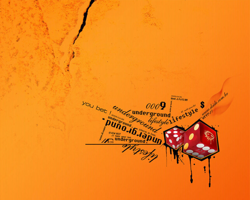 orange background with dice and text