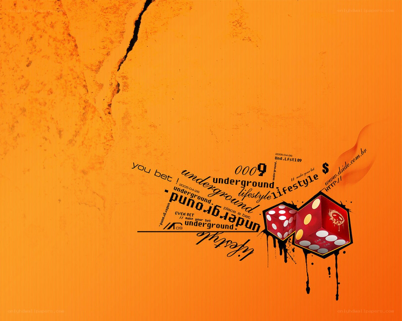 orange background with dice and text