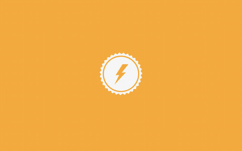 orange background with lightning icon