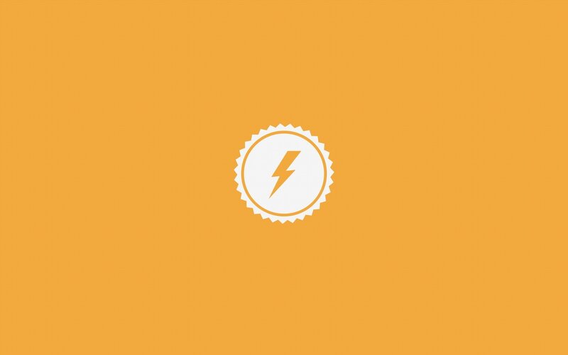 orange background with lightning icon