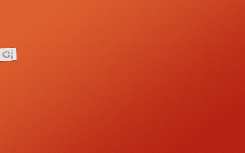 orange background with recycle label