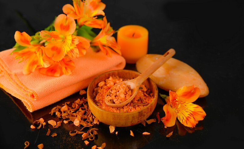 Orange Bath Salts and Flowers