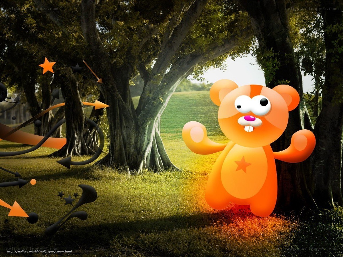 orange bear in forest
