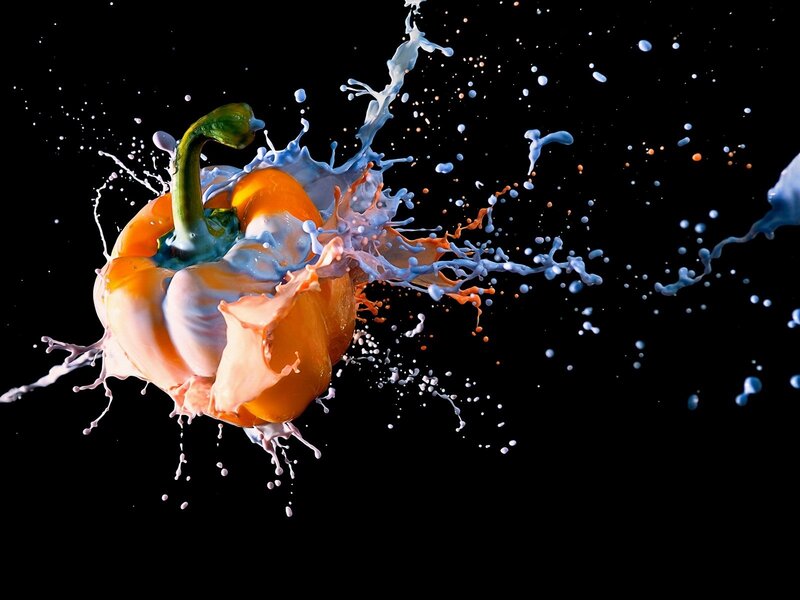 Orange Bell Pepper Splashing