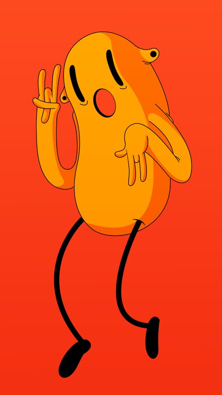 Orange Blob Character — Playful