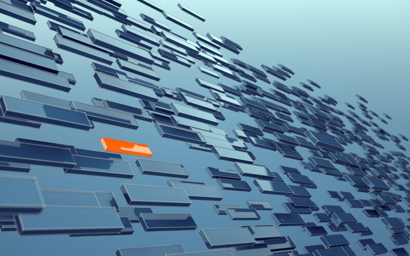 Orange Block Among Blue Blocks