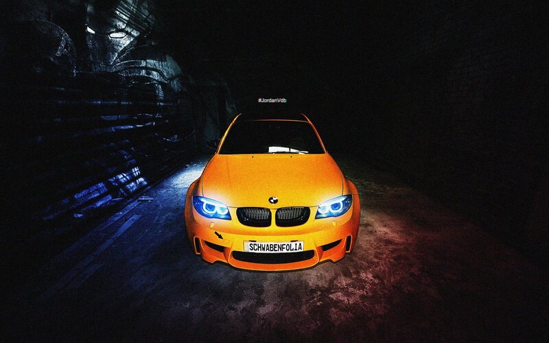Orange BMW Car — Dramatic, Night, Photograph