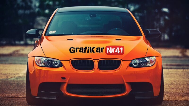 Orange BMW Car — Dramatic, Photograph, Grille