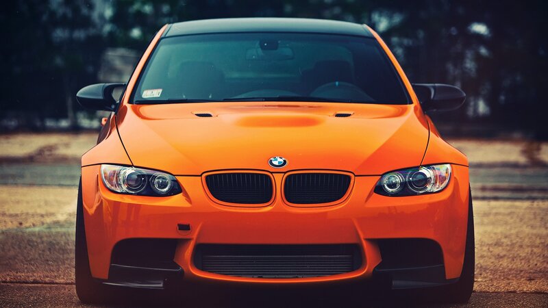 Orange BMW Car — Dramatic, Photograph
