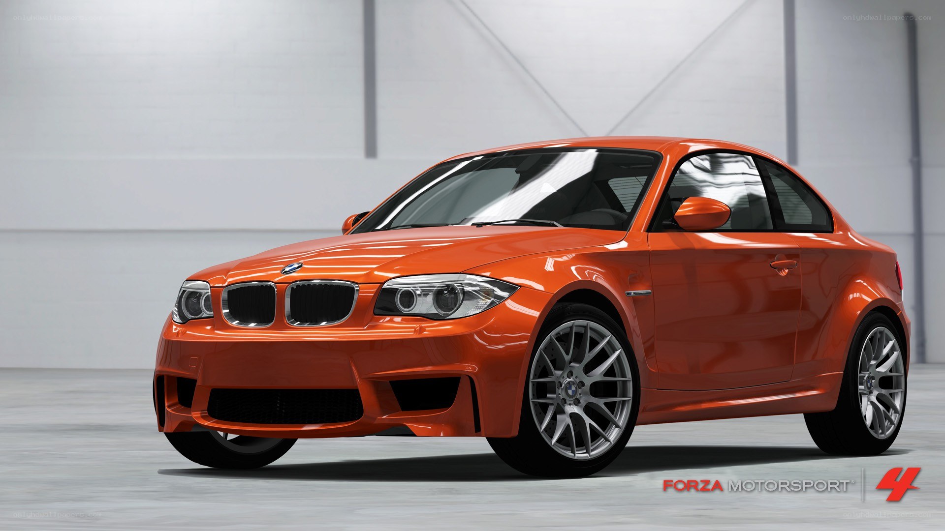 orange bmw coupe car