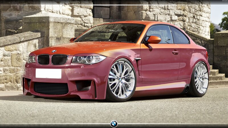 orange BMW coupe car