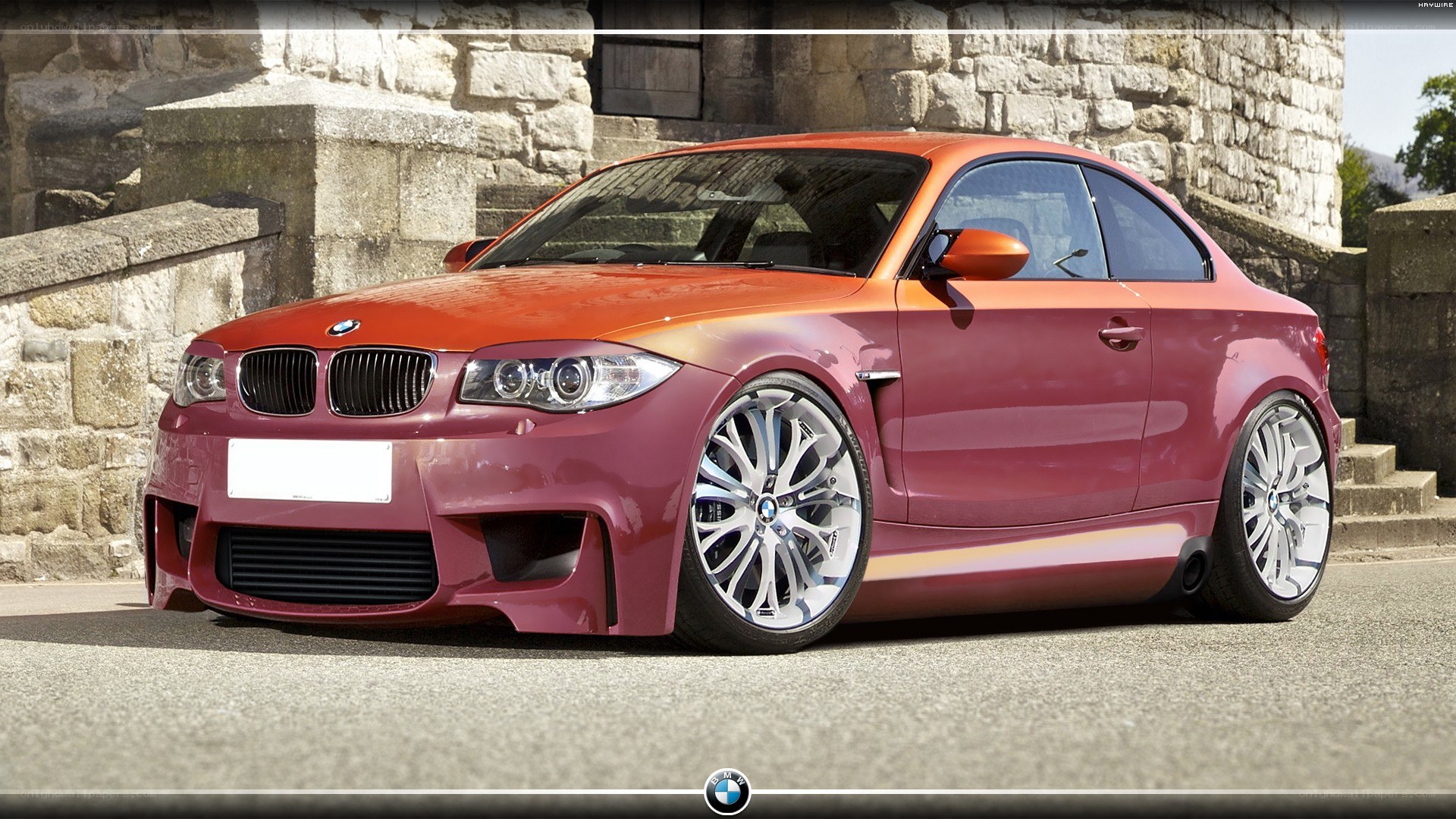 orange BMW coupe car