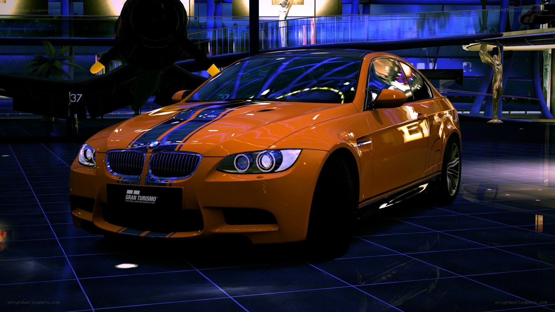 Orange BMW in a museum