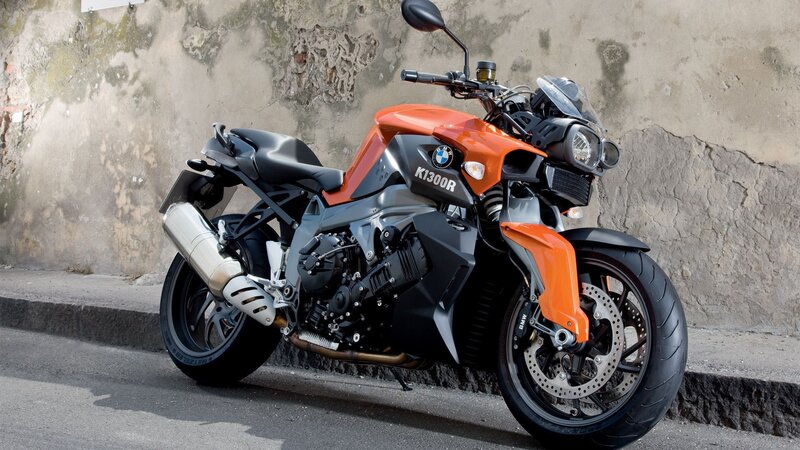 orange BMW K1300R motorcycle