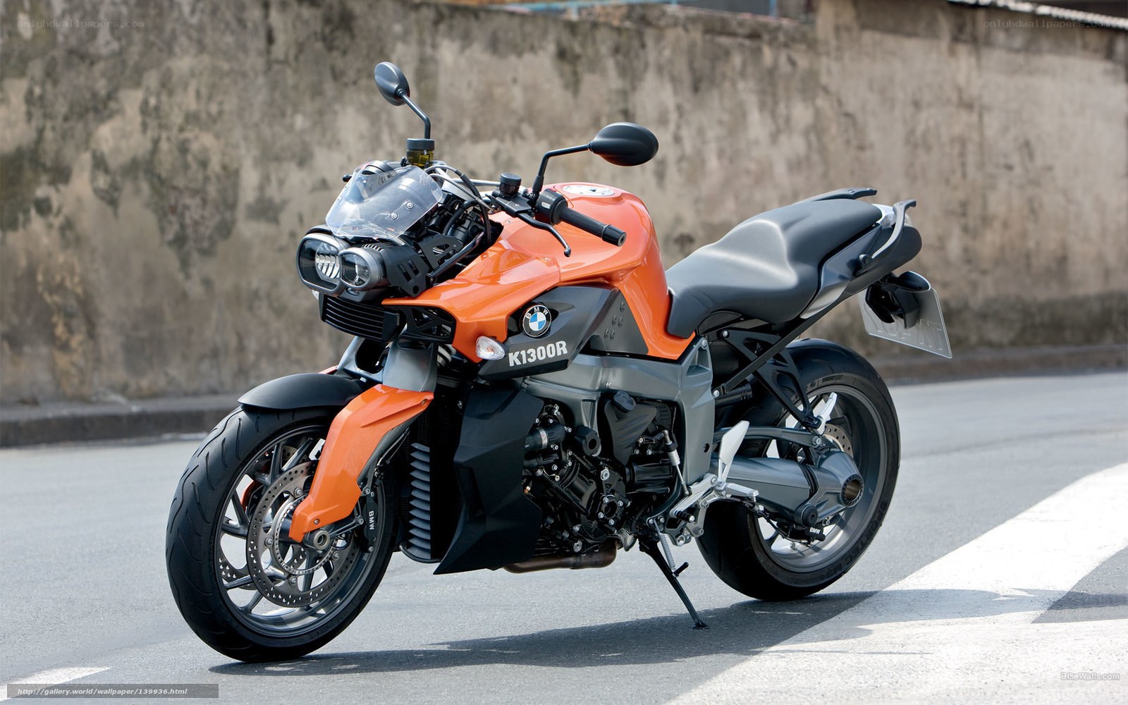 orange BMW K1300R motorcycle
