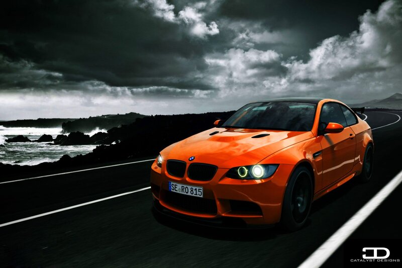 Orange BMW M3 Coupe — Dramatic, Digital Art