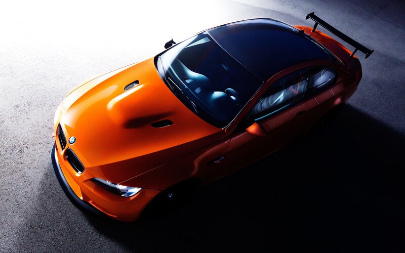 Orange BMW M3 Coupe — Dramatic, Photograph, Rear Wing