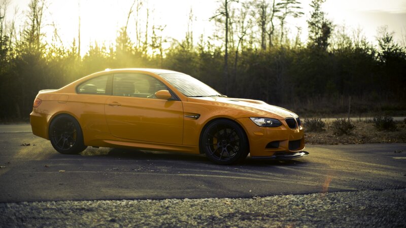 Orange BMW M3 Coupe — Dramatic, Sunset, Photograph