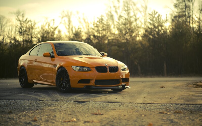 Orange BMW M3 Coupe — Dramatic, Sunset