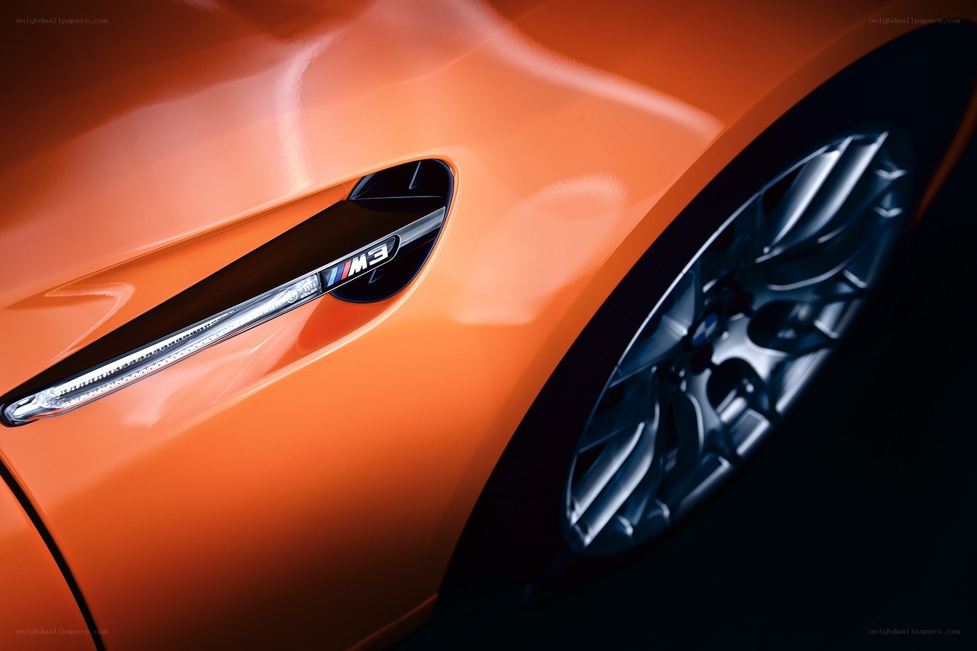 Orange BMW M3 front detail