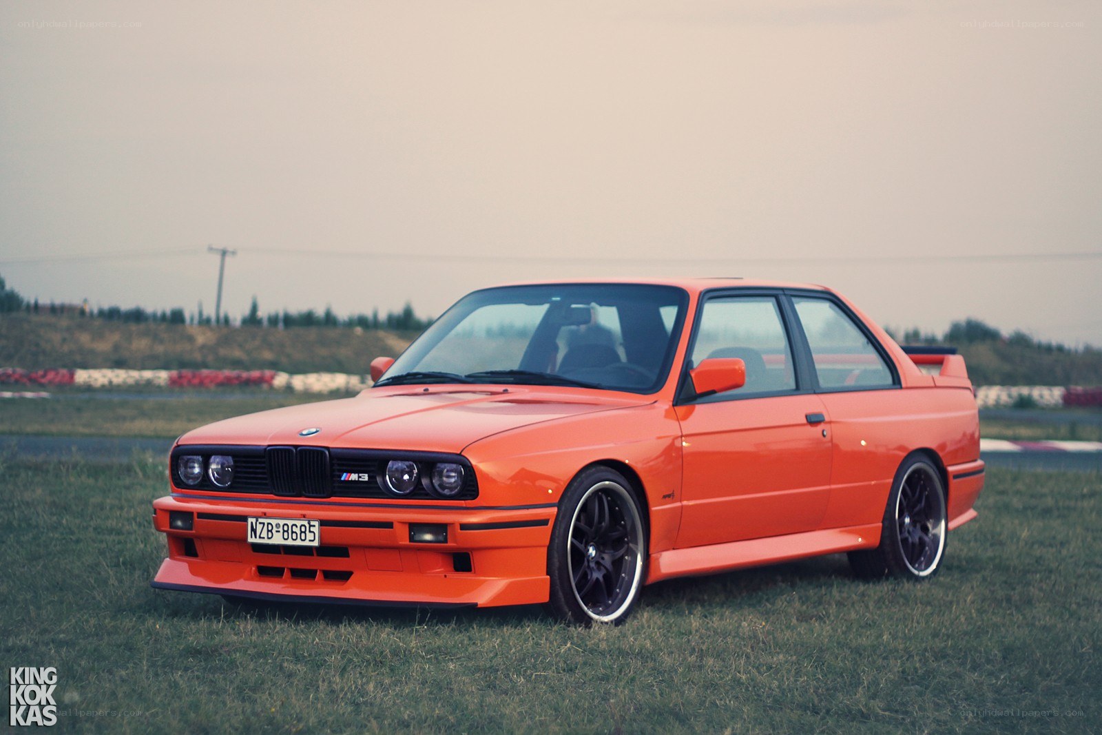 Orange BMW M3 on grass