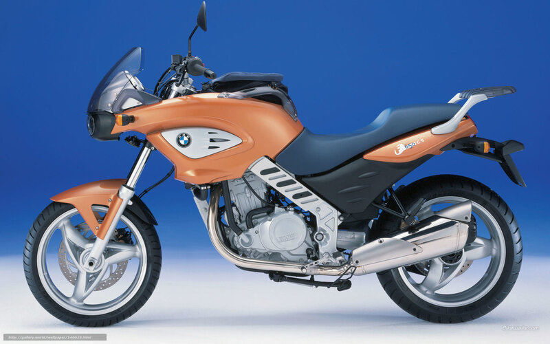 Orange BMW Motorcycle — Blue