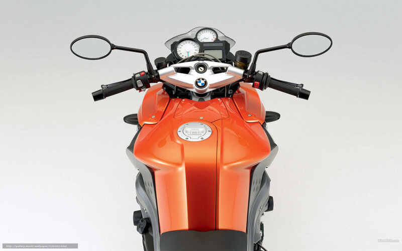 Orange BMW motorcycle front view